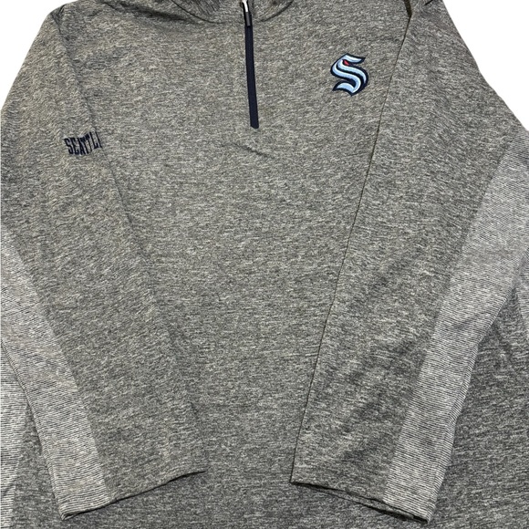 Seattle Kraken NHL 1/4 Zip Performance Shirt Mens 2XL Logo Gray side Stripes - Picture 3 of 13